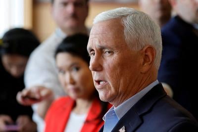 Former U.S. Vice President Pence has lunch with supporters in Waukee, Iowa