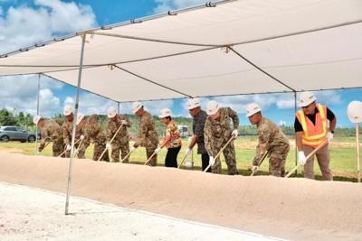 A groundbreaking ceremony is held Friday, Aug. 4, 2023, at the Guam National Guard Readiness Center in Barrigada.